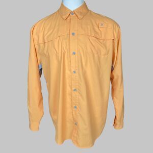 Reel Legends Men’s Large Mariner II Fishing Shirt UPF 50+ Peach Orange 24x31